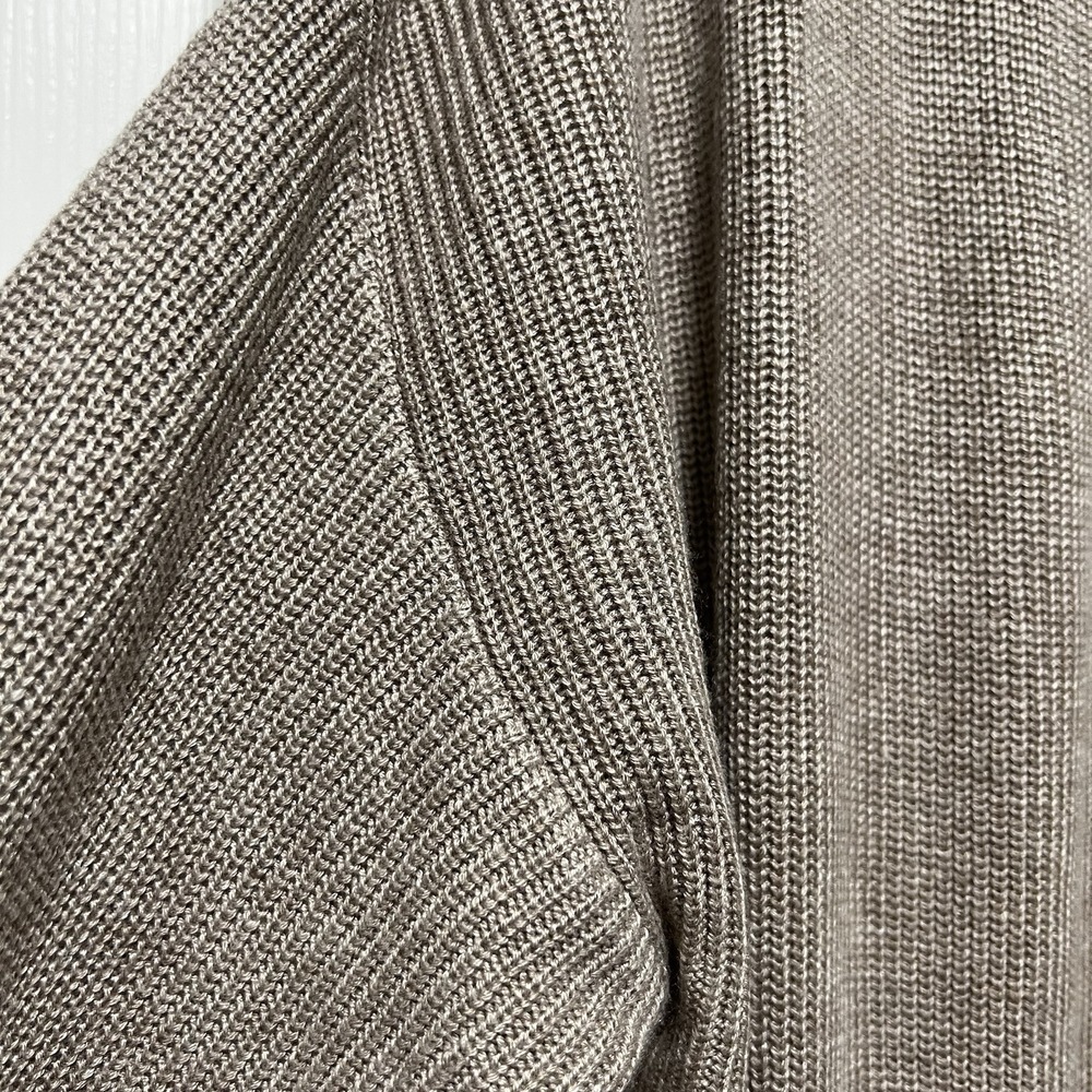 Open Front Ribbed Knit Long Cardigan Sweater Taupe XL - Picture 4 of 10